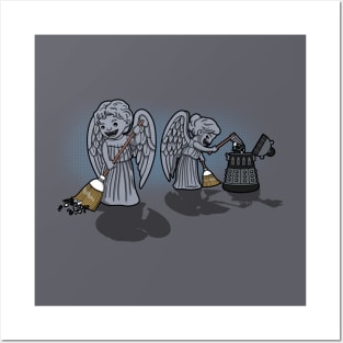 Funny Alien Villain Angels Sci-fi Cleaning Cartoon Posters and Art